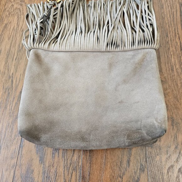 Michael Kors Billy Fringe Suede Crossbody Purse Studded Soft Dune Bohemian Rock - Picture 4 of 11